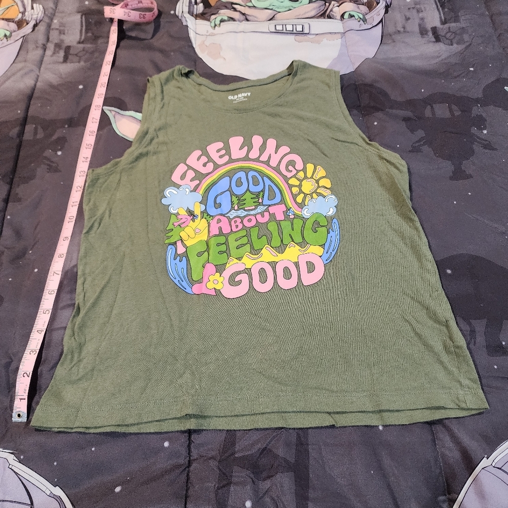 OLD NAVY - Girls Green Graphic Tank Top